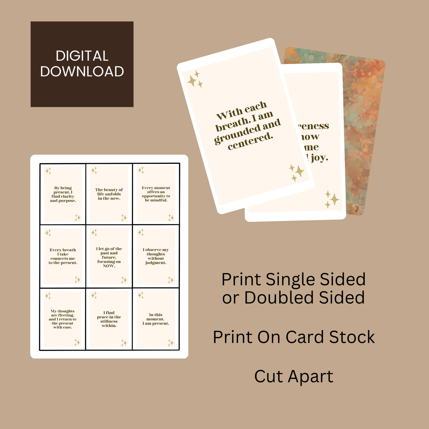 Mindfulness Affirmation Cards – Printable Set