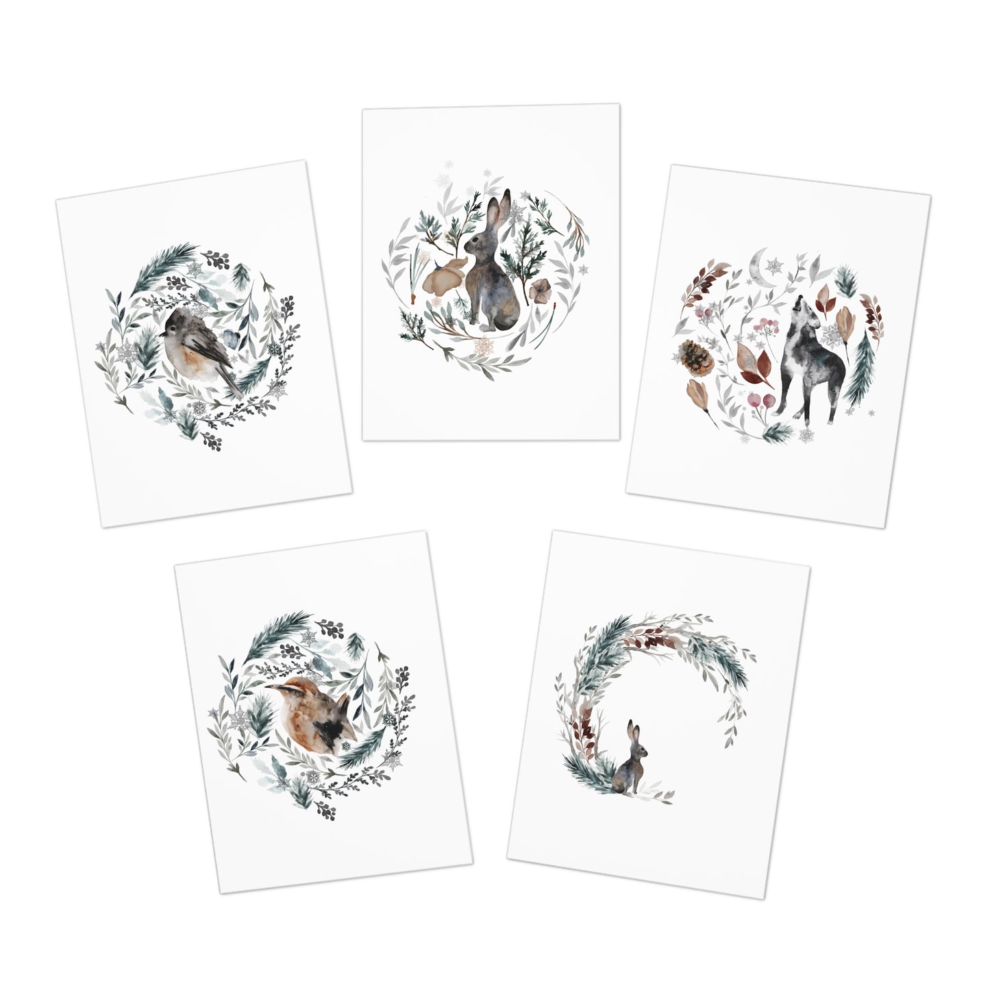 Frostbound Forest Friends Greeting Cards (5-Pack)