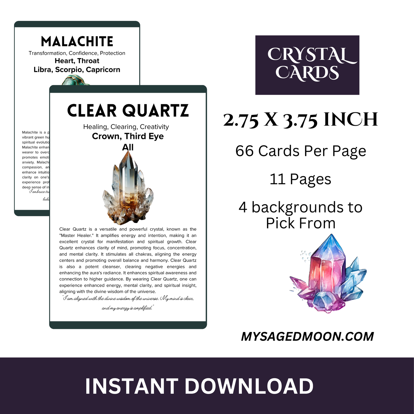 Crystal Meaning Cards – Printable Crystal Guide Deck