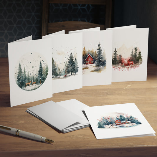 Cozy Cabin Christmas Greeting Cards (5-Pack)