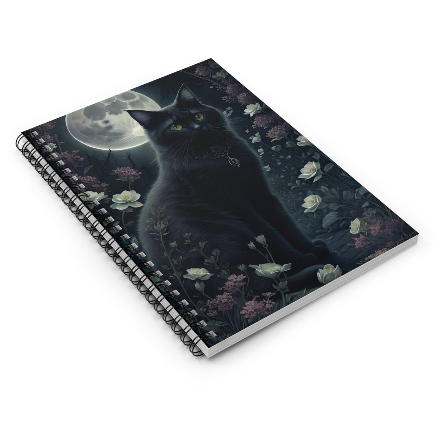 Lunar Cat Spiral Notebook - Ruled Line