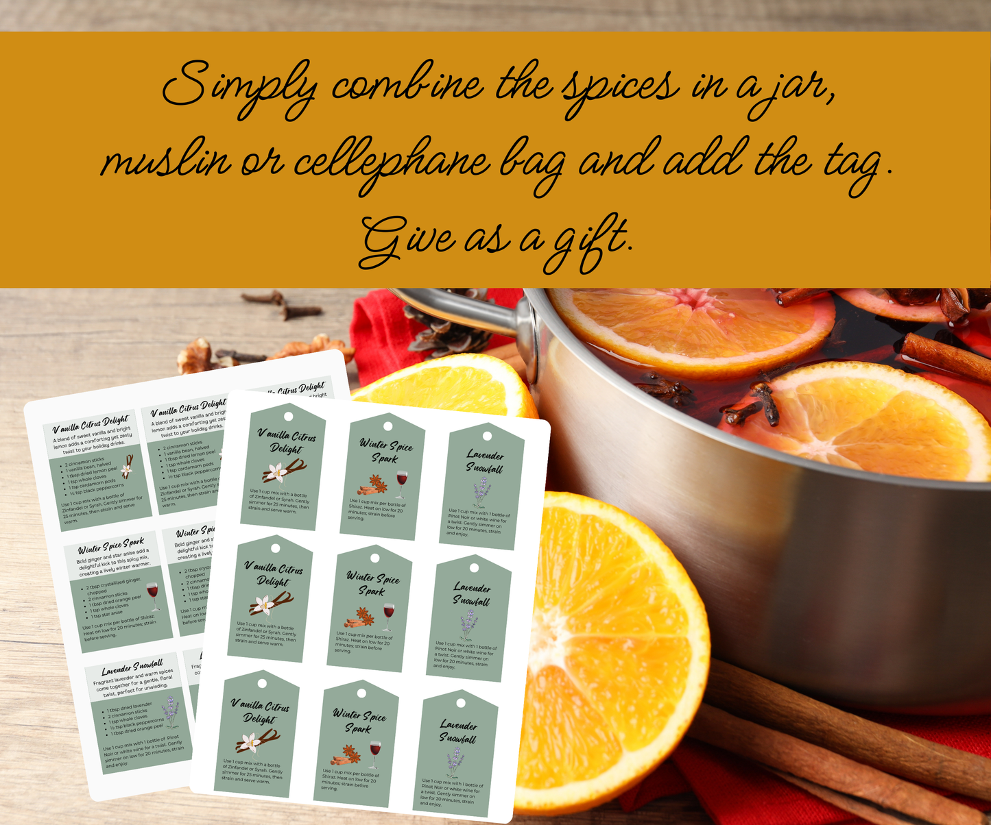Mulled Wine Recipes, DIY Mulled Wine Mixes, Wine Mulling Printables  Digital Download