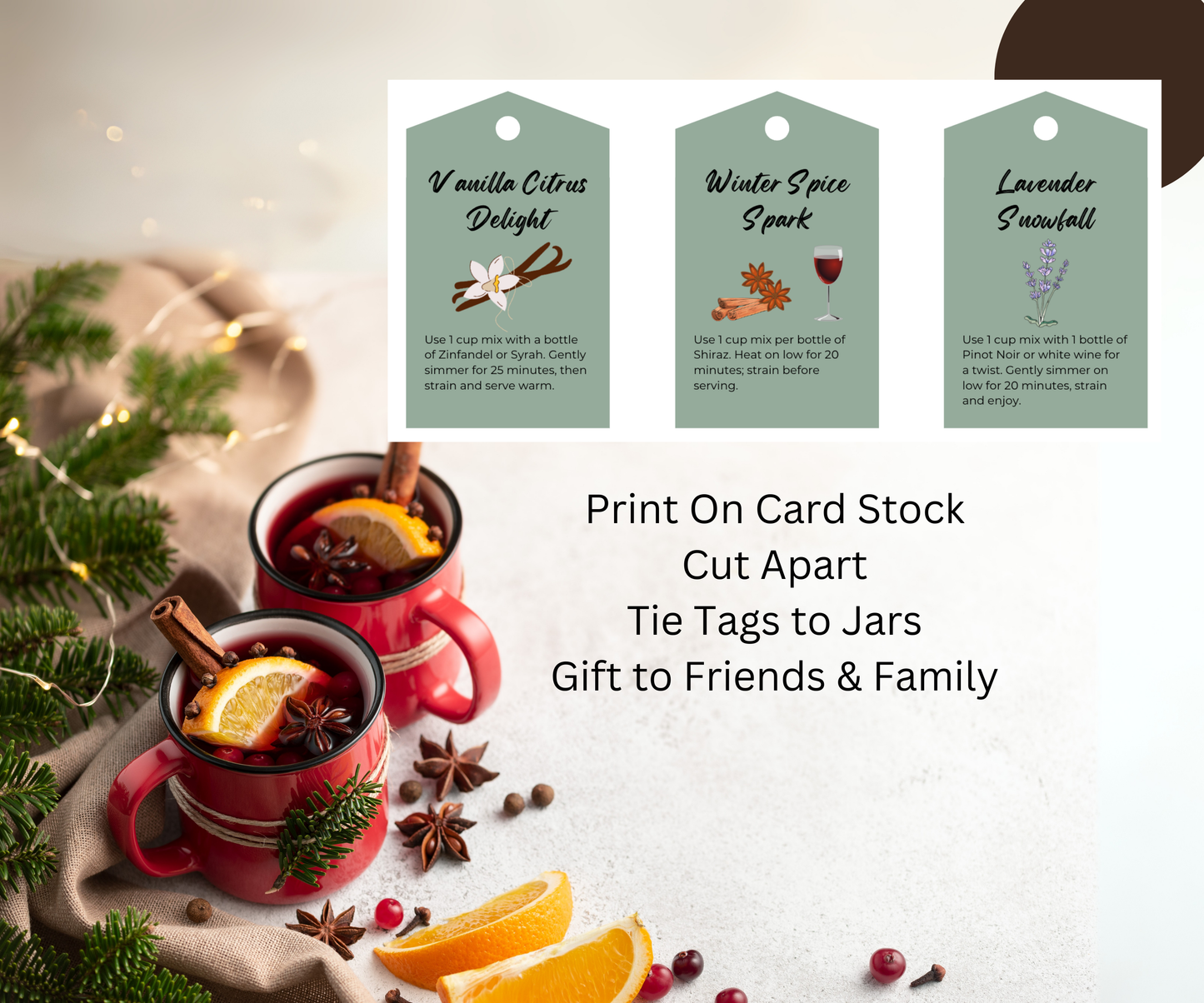 Mulled Wine Recipes, DIY Mulled Wine Mixes, Wine Mulling Printables  Digital Download