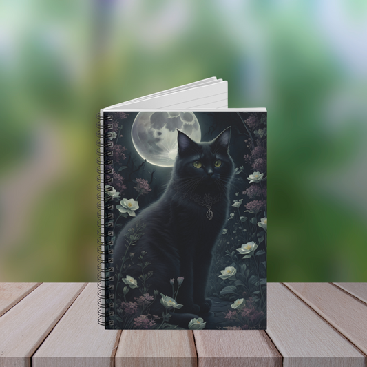 Lunar Cat Spiral Notebook - Ruled Line