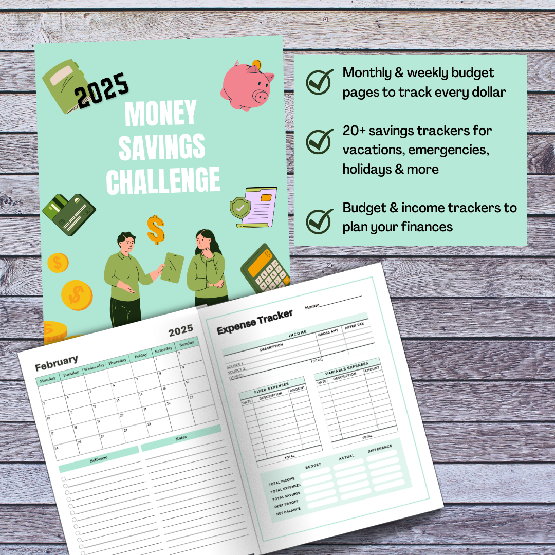 2025 Money Savings Challenge | Budget Planner & Savings Tracker